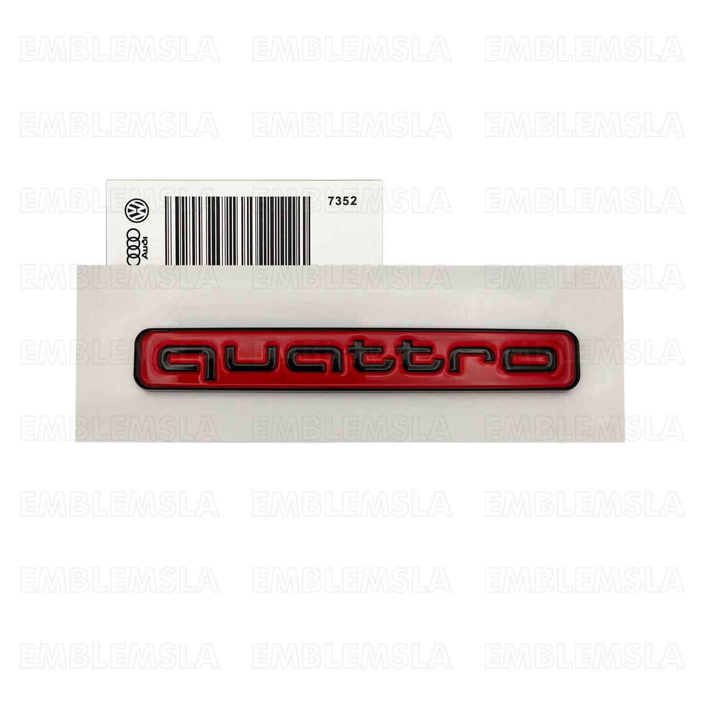 Audi Red Black Quattro Emblem Rear Liftgate Adhesive Logo Lid Badge