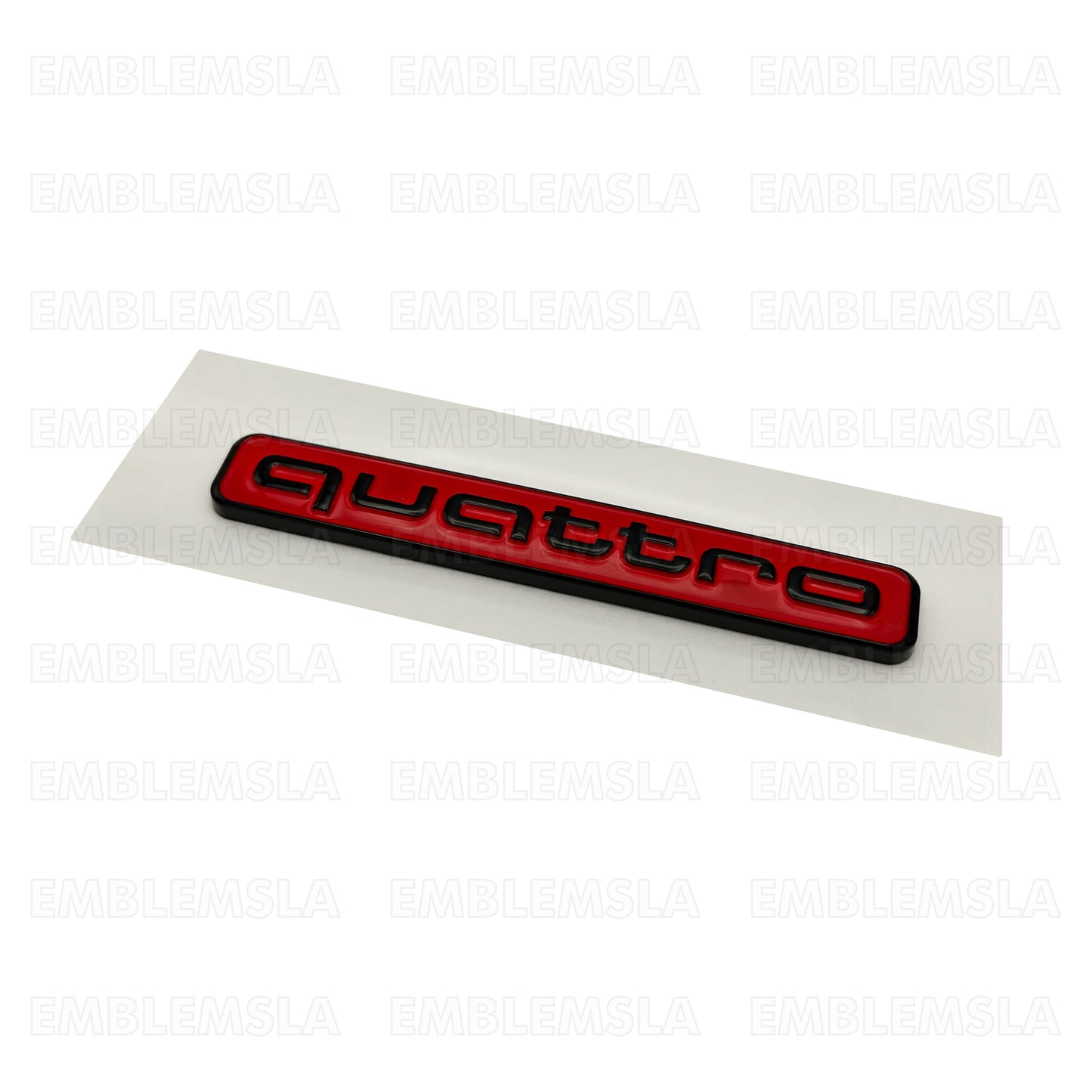 Audi Red Black Quattro Emblem Rear Liftgate Adhesive Logo Lid Badge