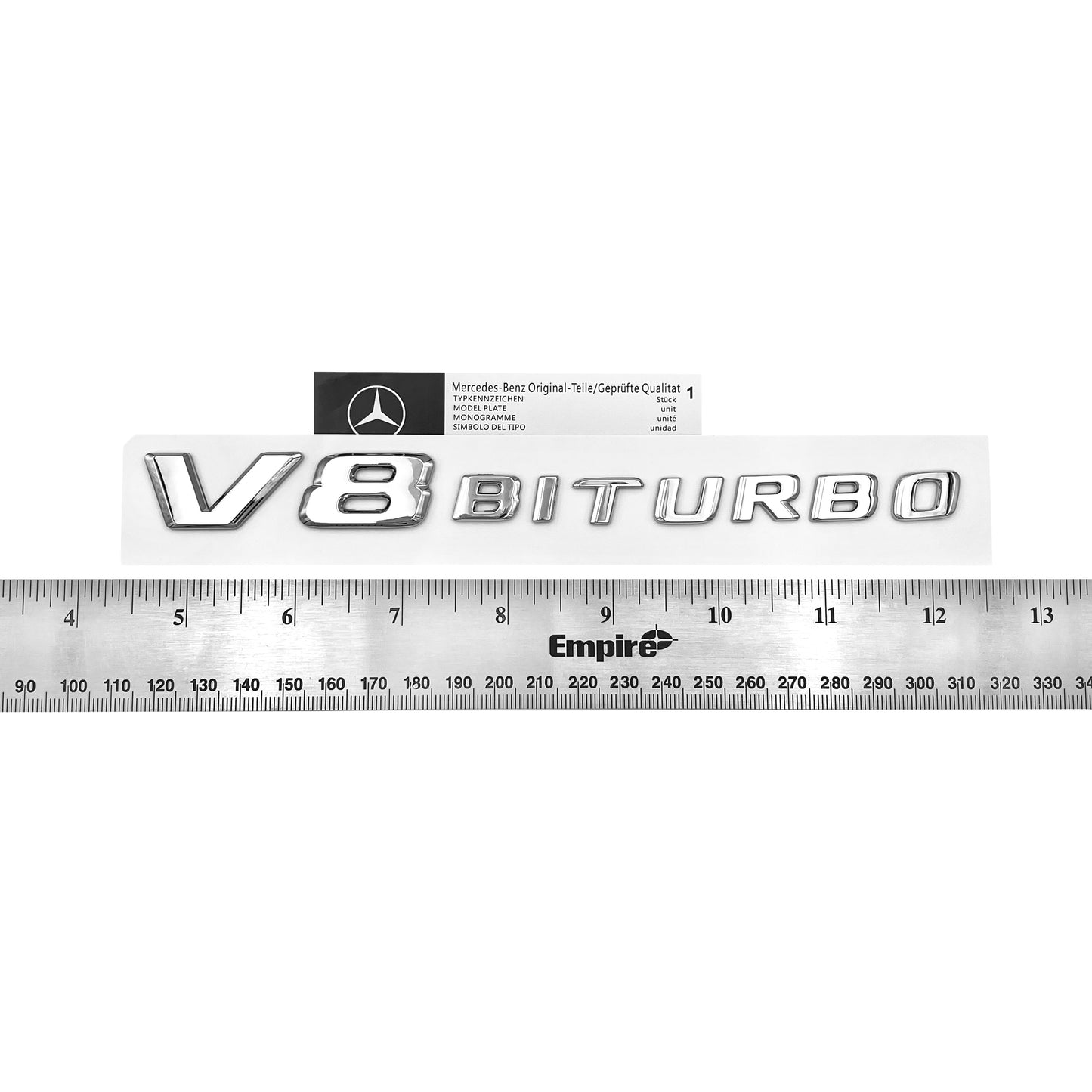 2017+ Mercedes Benz C63 E63 AMG V8 BiTurbo Emblem Chrome Side Fender 3D Badge