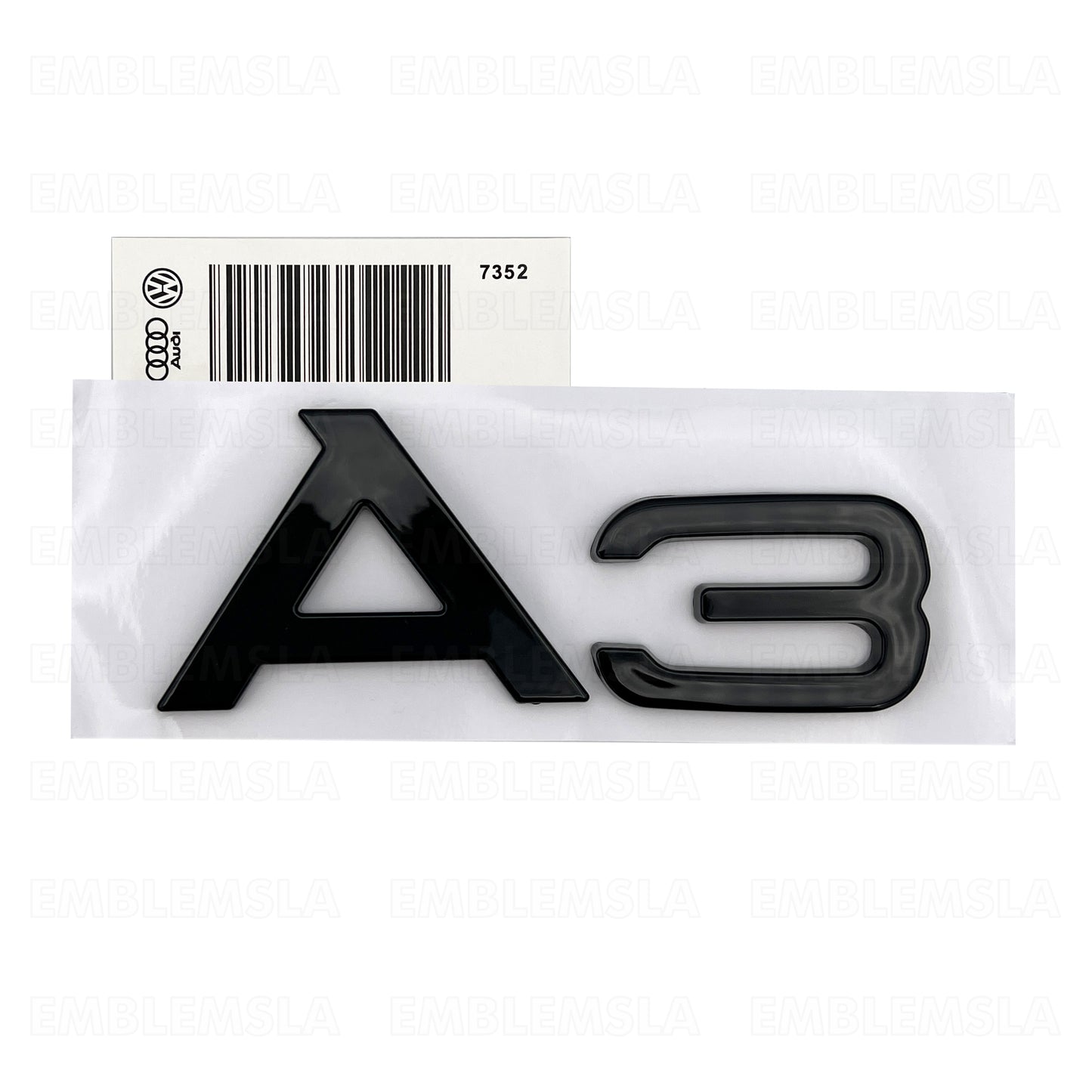 Audi A3 Gloss Black Emblem 3D Badge Rear Trunk Lid for S Line Logo Nameplate