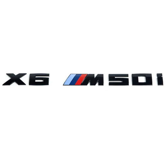 BMW X6 M50I Black Emblem. Black BMW X6 M50I Rear Badge