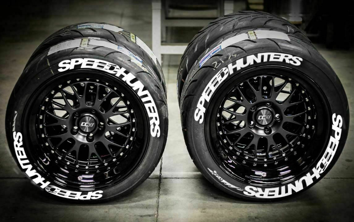 Permanent Tire Lettering Stickers SpeedHunters set 4 wheels 1.38" for 14" to 22"