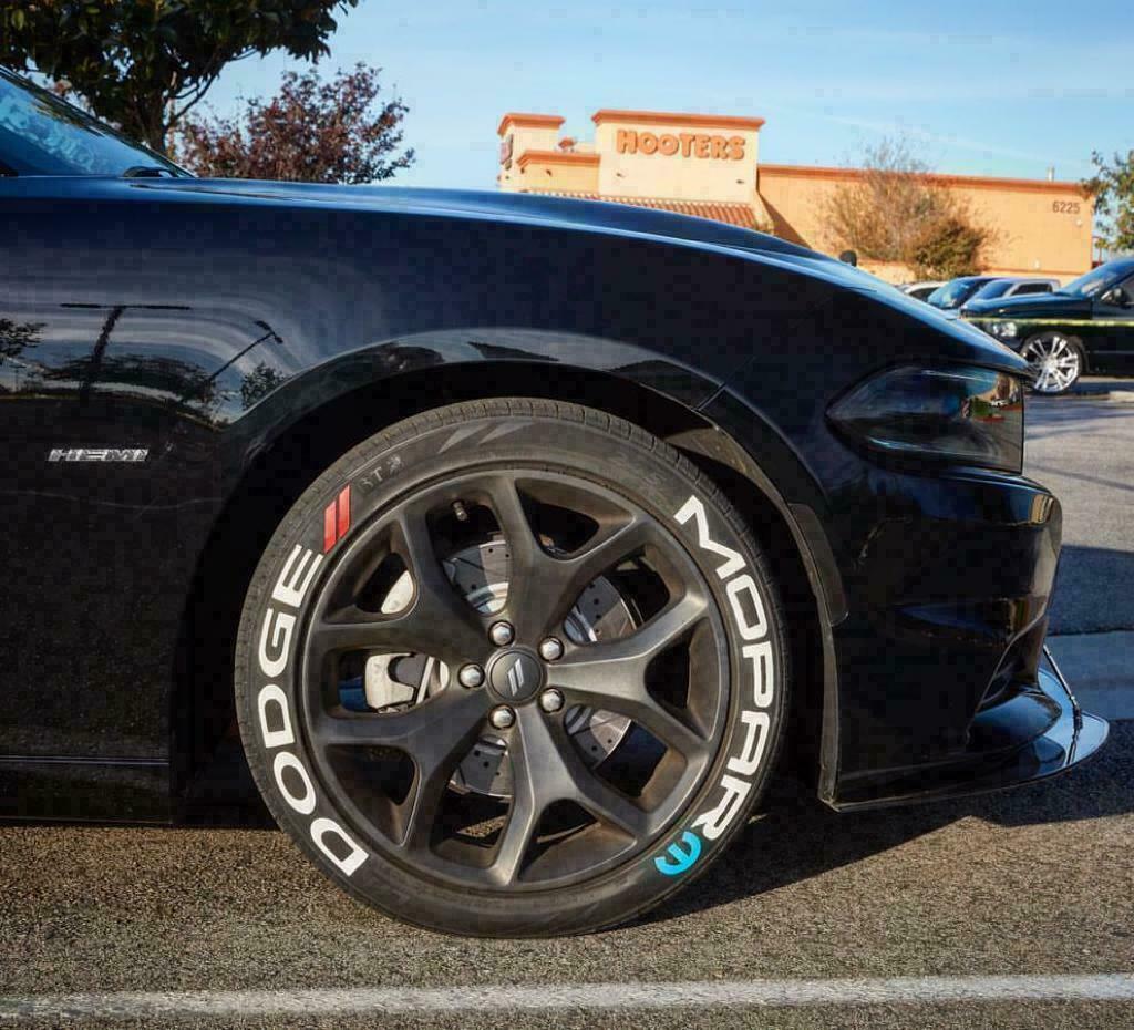 Permanent Tire Lettering Stickers Dodge Mopar set 4 wheels 1.25" for 14" to 24"