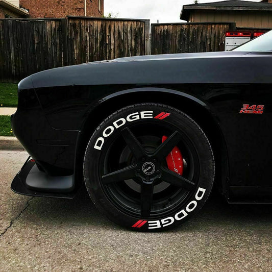 Permanent Tire Lettering Stickers Dodge set for 4 wheels 1.25" for 14" to 24"