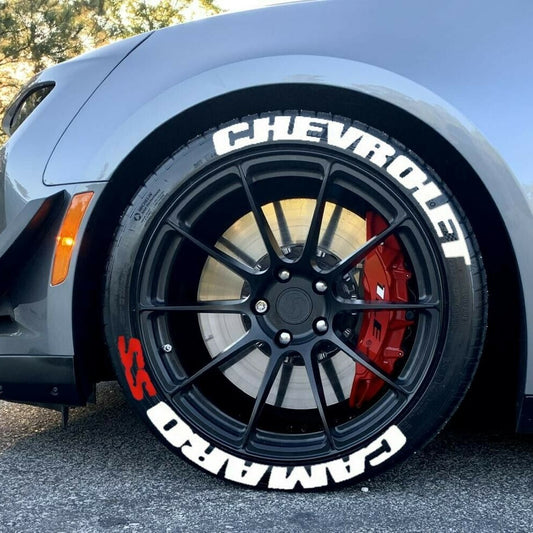Permanent Tire Lettering Stickers Chevrolet Camaro SS set 4 wheels 32mm for 14" to 22"