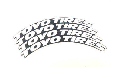 Permanent Tire Lettering Stickers Toyo Tires set 4 wheels 1.25" for 14" to 22"